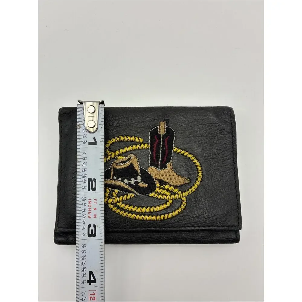 Men’s Black Vintage Embroidered Western Cowboy Pleather Wallet Made In 11/05